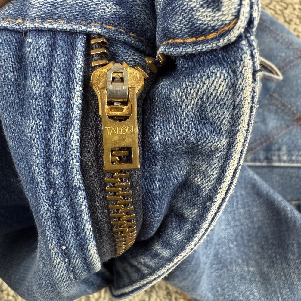 VTG 70s Wrangler 13MWZ Jeans Mens 33x35 Blue Talon Zip Cowboy Fade Made In USA - Picture 6 of 11